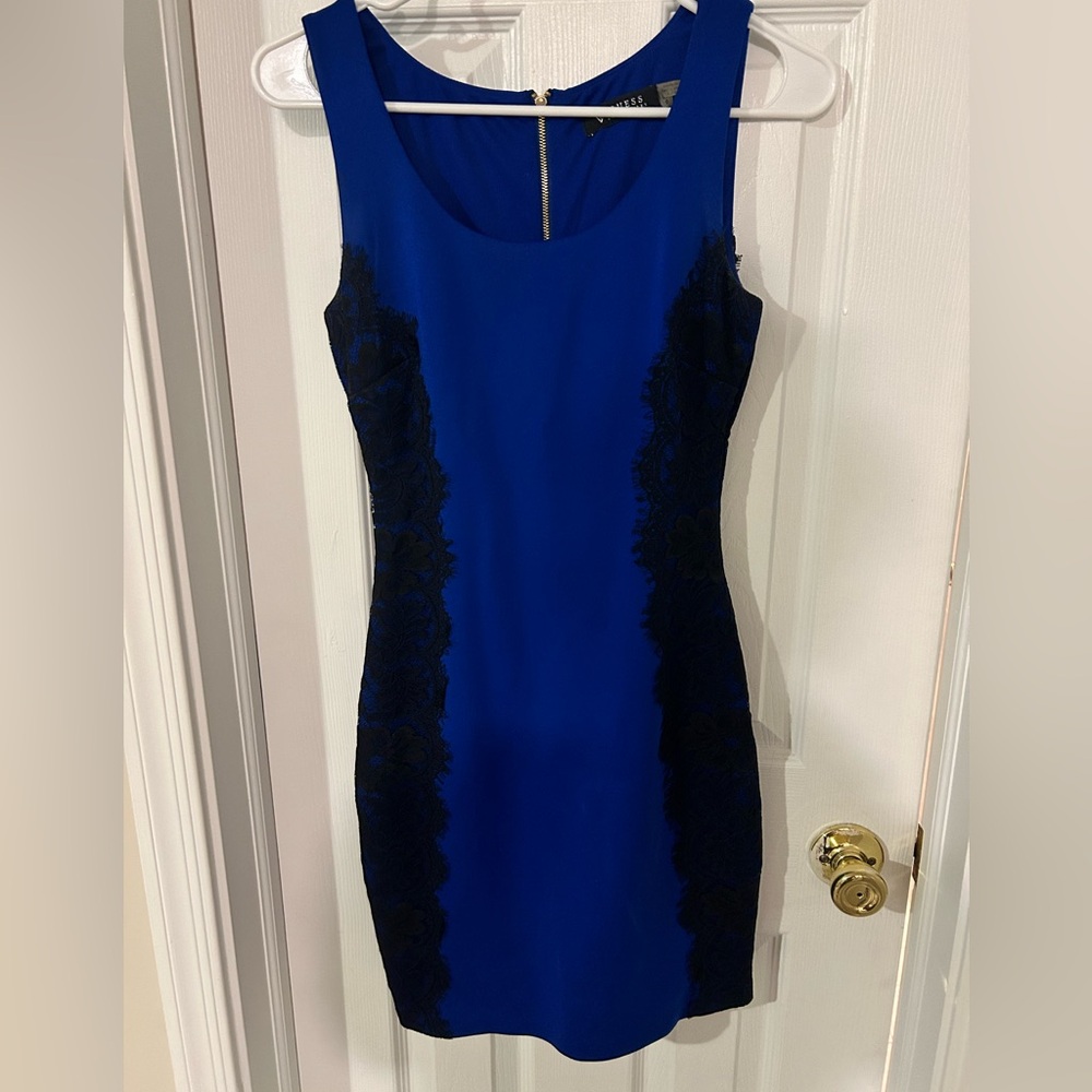 Guess Royal Blue Dress with Black Lace